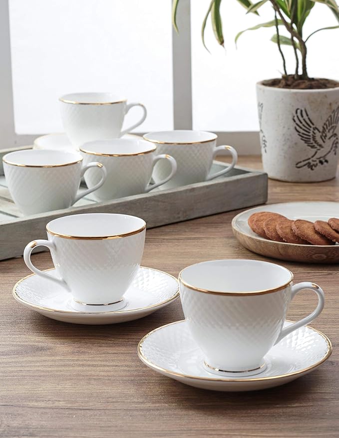 Clay Craft Mona Gold Line Cup Saucer 150 ml approx