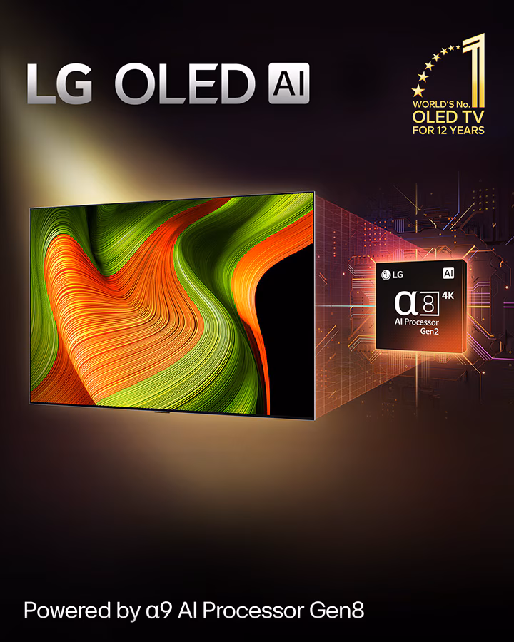 LG OLED 164cm (65) TV (B5), a8 Gen2 AI 4K Processor, 120Hz Native Refresh Rate, Dolby Vision & Atmos