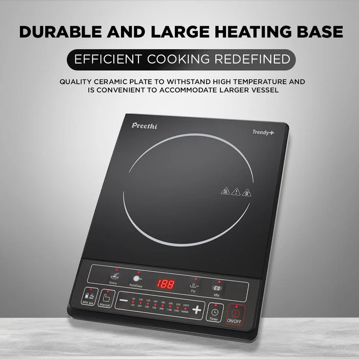 Preethi Trendy Plus 116 | 1600-Watt Induction Cooktop | Fast Gas-Free Cooking